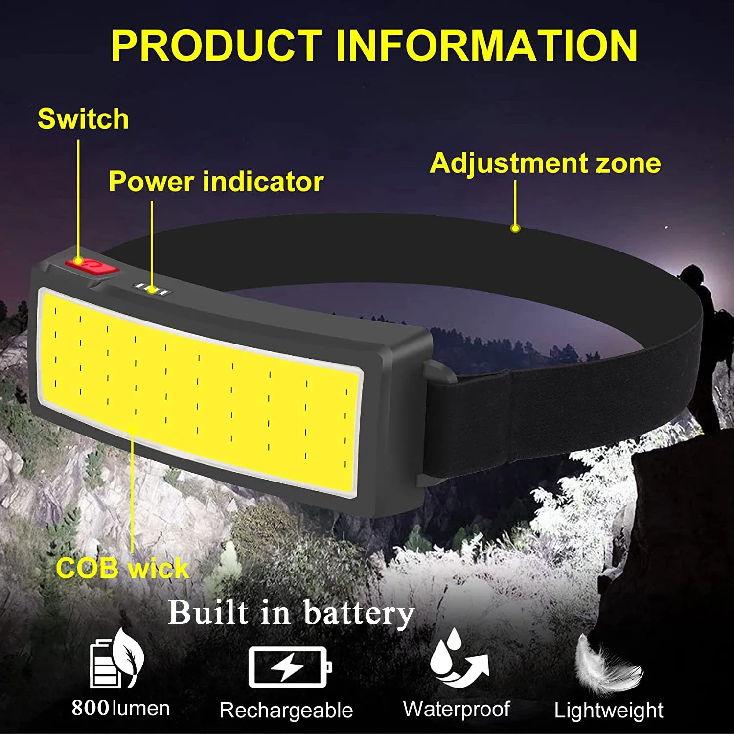 COB Portable LED Headlights Ou - Outdoor Camping Adventure Lamp 评论和价格