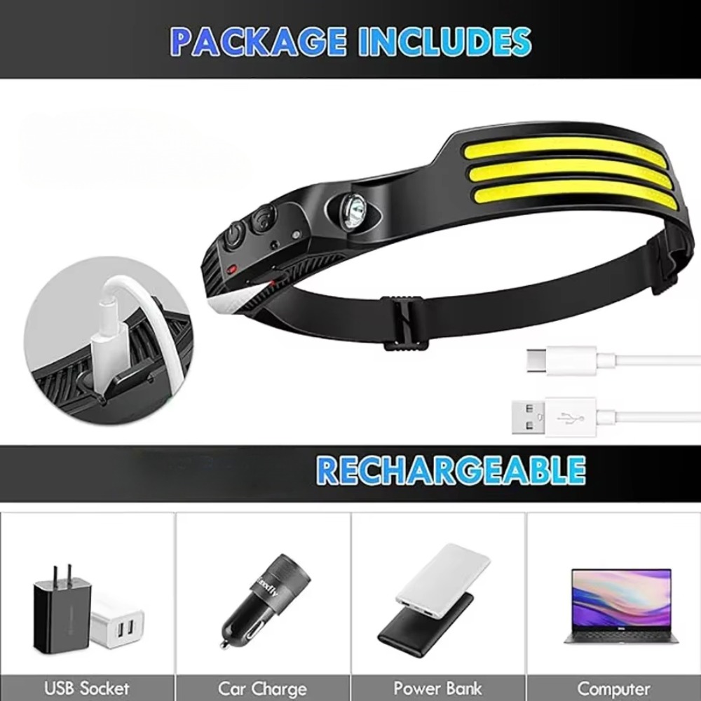COB LED Induction Headlamp USB - Outdoor Camping Adventure Lamp 评论和价格